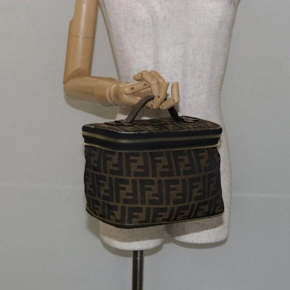 FENDI Vanity Pouch Black Brown Auth 141707 - Picture 3 of 16